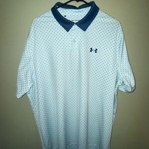 Under Armour Men's Polo Shirt - White with Navy Dots